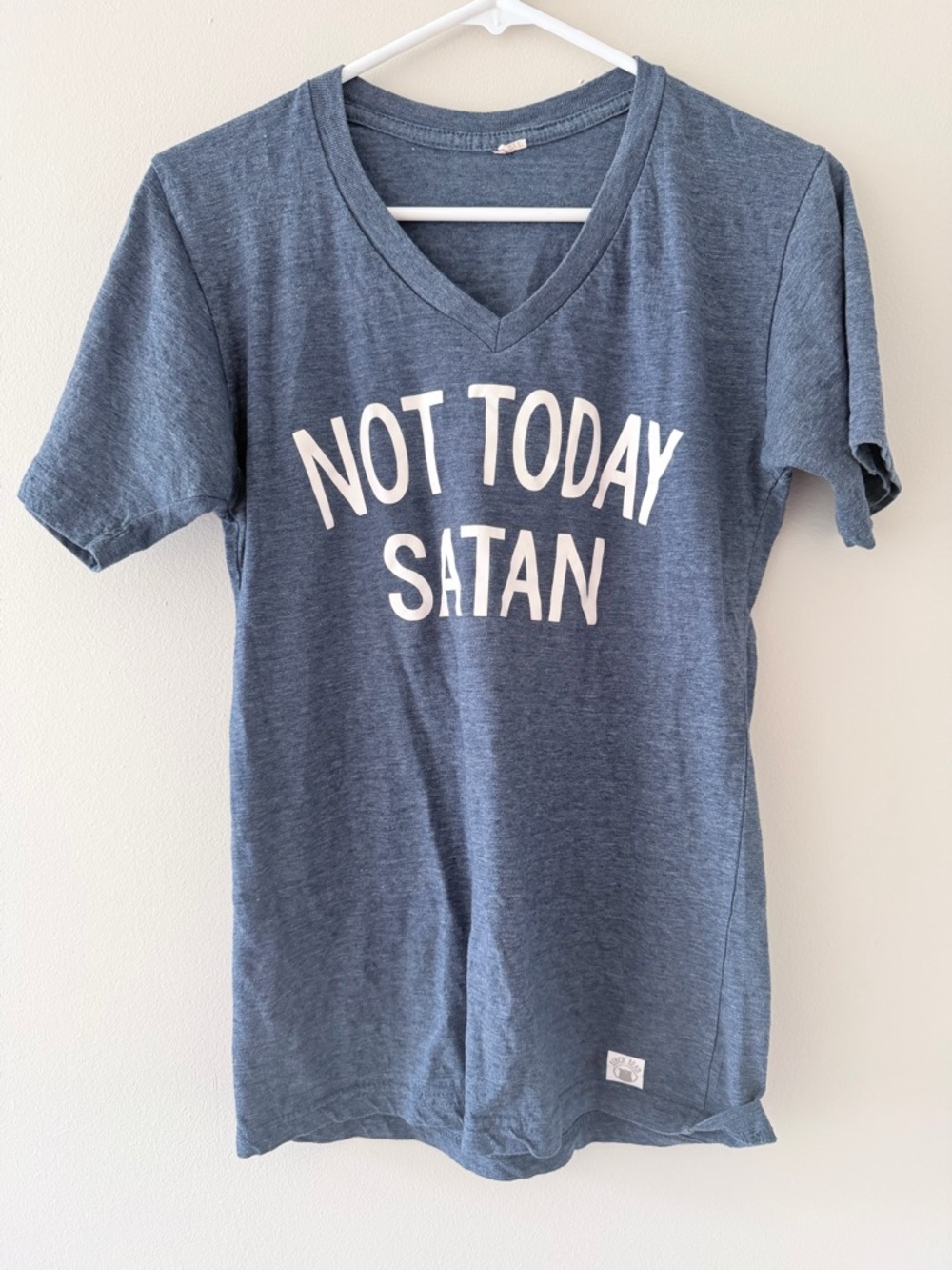‘Not Today Satan' V-Neck Tee - Blue